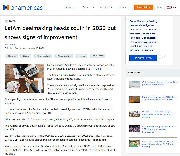 LatAm dealmaking heads south in 2023 but shows signs of improvement